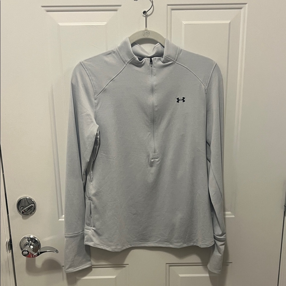 Under Armour Light Gray/White Quarter-Zip Performance Pullover